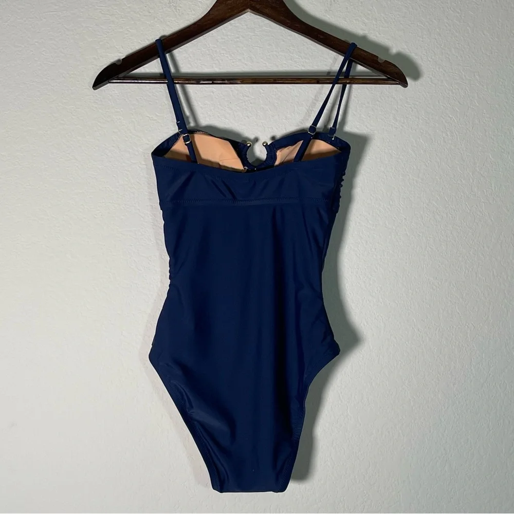 J Crew Fac NWT Ring One Piece Swimsuit Size XXS in Navy Blue Removable Straps